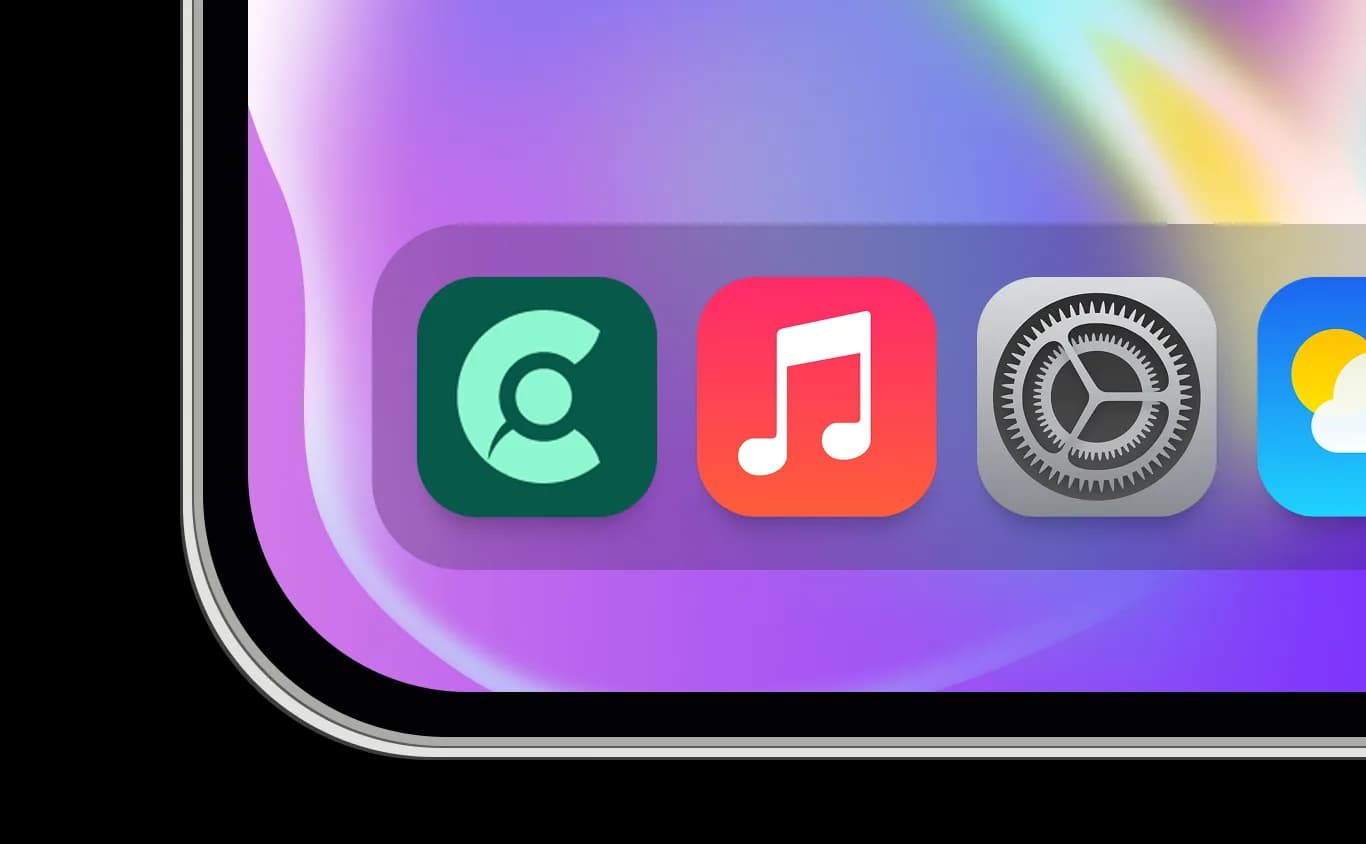 Screenshot van de mobile app